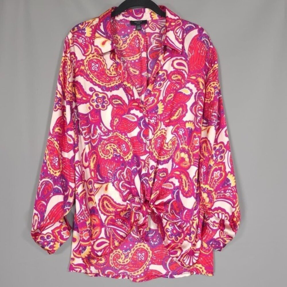 HAVER LONDON‎ Paisley Floral Button Down Size XL/TG Shirt LS 2 Ways Untied Tied